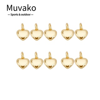 Muvako จี้โลหะ รูปหัวใจ สีทอง ขนาด 10x11 มม. สําหรับทําสร้อยคอ สร้อยข้อมือ diy 10 ชิ้น