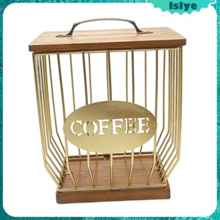 [Lslye] ที่วางฝักกาแฟ แบบเหล็ก พร้อมฝาปิดไม้