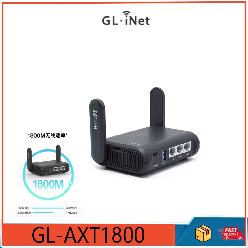 Gl.inet GL-AXT1800 (Late AX) เราเตอร์ขยายเครือข่าย Wi-Fi 6 Gigabit และโรงแรม สําหรับเซิร์ฟเวอร์ VPN OpenWrt Adguard Home USB 3.0 ช่องเสียบการ์ด TF