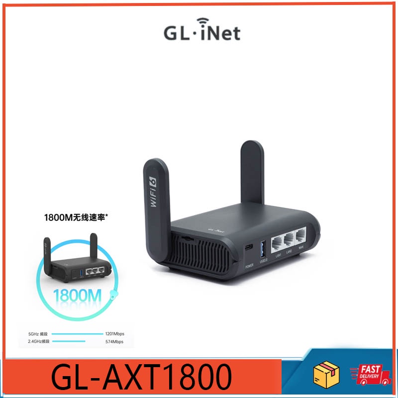 Gl.inet GL-AXT1800 (Late AX) เราเตอร์ขยายเครือข่าย Wi-Fi 6 Gigabit และโรงแรม สําหรับเซิร์ฟเวอร์ VPN 