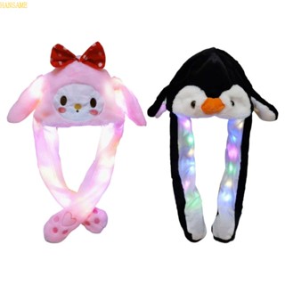 Han หมวกหูฟล็อปปี้ มีไฟ Led เรืองแสง หูขยับได้ ลายเพนกวิน สําหรับเด็ก