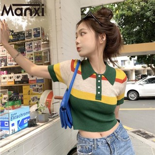 Manxi เสื้อเชิ้ตผู้หญิง เสื้อแฟชั่นผู้หญิง สะดวกสบาย  มีความรู้สึกของการออกแบบ A91K0LL