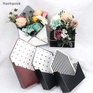 Flashquick กล่องเก็บช่อดอกไม้ กระดาษ ลายทาง สไตล์โรแมนติก