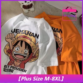 【Plus Size M-8XL】เสื้อยืดแขนสั้น แบบสวมหัว พิมพ์ลายการ์ตูนแอนิเมชั่น One Piece สไตล์ญี่ปุ่น สําหรับผู้ชาย