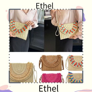 Ethel1 กระเป๋าฟางถัก แฮนด์เมด ทรงซองจดหมาย