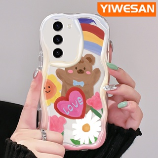 เคสโทรศัพท์มือถือแบบนิ่ม ใส กันกระแทก ลายการ์ตูนหมีน่ารัก สีมาการอง สําหรับ Samsung S23 Plus S23 Ultra