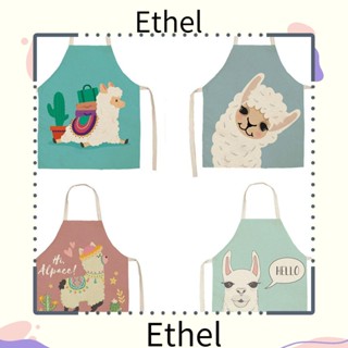 Ethel1 ผ้ากันเปื้อน แขนกุด พิมพ์ลายกระบองเพชร ผ้าฝ้าย ผ้าลินิน สําหรับผู้หญิง