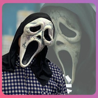 Creative Ghost Calling Mask God Of Death Scream 6 Mask Cos Skull Headgear Metamorphosis Horror White Ghost Face Ghost Festival Halloween Latex Headgear [COD]