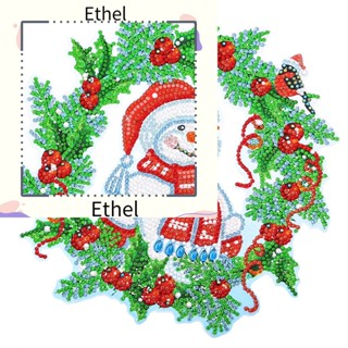 Ethel1 ชุดงานจิตรกรรมเม็ดบีด ทรงเพชร พลอยเทียม รูปซานตาคลอส สโนว์แมน คริสต์มาส สําหรับตกแต่งบ้าน DIY