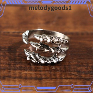 Melodygoods1 แหวนเหล็กไทเทเนียม รูปกรงเล็บมังกร ปรับได้ สไตล์วินเทจ