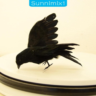 [Sunnimix1] อีกาขนนก แฮนด์เมด สีดํา สําหรับตกแต่งปาร์ตี้ฮาโลวีน กลางแจ้ง