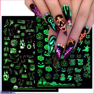 New Halloween Nail Art Sticker Net Red Luminous Nail Sticker Skull Ghost Cartoon (twinkle.th)