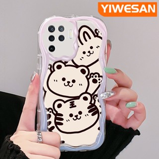 เคสโทรศัพท์มือถือแบบนิ่ม ใส กันกระแทก ลายการ์ตูนสัตว์น่ารัก สีครีม สําหรับ OPPO A94 4G F19 Pro Reno 5F Reno 5 Lite