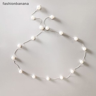 [fashionbanana] เข็มขัดโซ่ ประดับไข่มุก บาง สําหรับผู้หญิง พร้อมส่ง