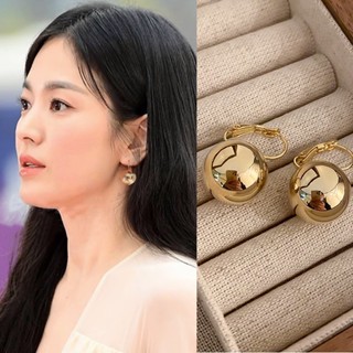 [พร้อมส่ง] Song Hye Kyo Same Style ต่างหูโลหะ ทรงกลม เรียบง่าย เข้ากับทุกชุด