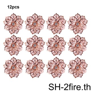 แหวนผ้าเช็ดปาก โลหะ ลายดอกไม้ 3D 1/2/3 12 ชิ้น