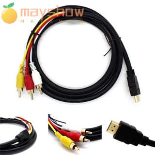 Mayshow สาย HDMI ตัวผู้ เป็น 3 RCA สีดํา สําหรับวิดีโอเสียง AV