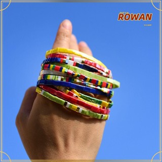 Rowans สร้อยข้อมือโซ่ ลูกปัดทิลา โบโฮ อินเทรนด์ สีรุ้ง ยืดหยุ่น เครื่องประดับข้อมือ เด็กผู้หญิง