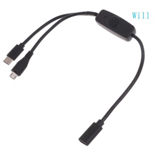 Will 2 In1 สายชาร์จ USB Type C เป็น Type C Micro USB 2 In 1 สําหรับโทรศัพท์ แท็บเล็ต ประเภท C