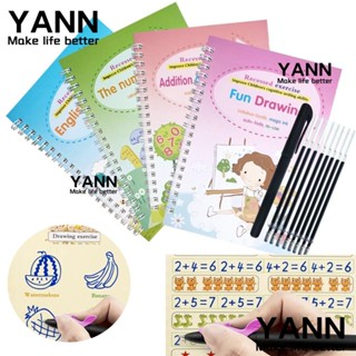 Yann1 สมุดคัดลอกลายมือ ใช้ซ้ําได้ พร้อมที่ใส่ปากกา สําหรับเด็ก