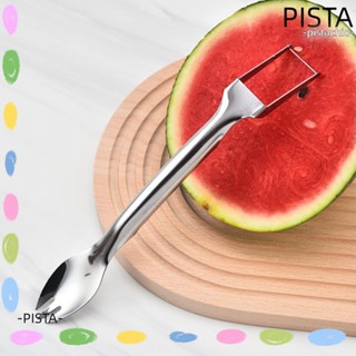 Pista 3-In-1 ส้อมสเตนเลส ส้อมจิ้มผลไม้ แตงโม ปลอดภัย 3-In-1 สีเงิน สําหรับฤดูร้อน 2 ชิ้น