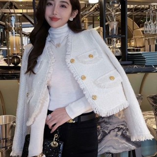 เสื้อแจ็กเก็ต คอวี ประดับพู่ สไตล์คลาสสิก หรูหรา สําหรับผู้หญิง
