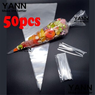 Yann1 ถุงกระดาษแก้วใส่ช็อคโกแลต ทรงกรวย ลายดอกไม้ 50 ชิ้น