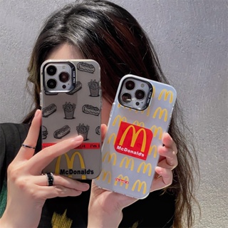 เคสโทรศัพท์มือถือ TPU ลายแฮมเบอร์เกอร์ฟรายส์ สีเงิน สําหรับ iPhone 11 Pro Max iPhone 12 Pro Max 13 Pro Max 14 Plus 14 Pro Max