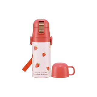 Skater Childrens Water Bottle 2WAY Straight Drink Cup Strawberry Strawberry Pink 350ml (when drinking directly from a cup) 420ml (when drinking directly from a cup) Stainless Steel Kids Small Capacity Girls SKDC3