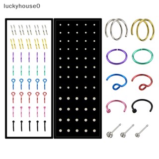 Luckyhouse0^^ ชุดจิวจมูก สเตนเลส คริสตัล รูปตัว C เครื่องประดับแฟชั่น สําหรับผู้ชาย และผู้หญิง 40 60 100 ชิ้น