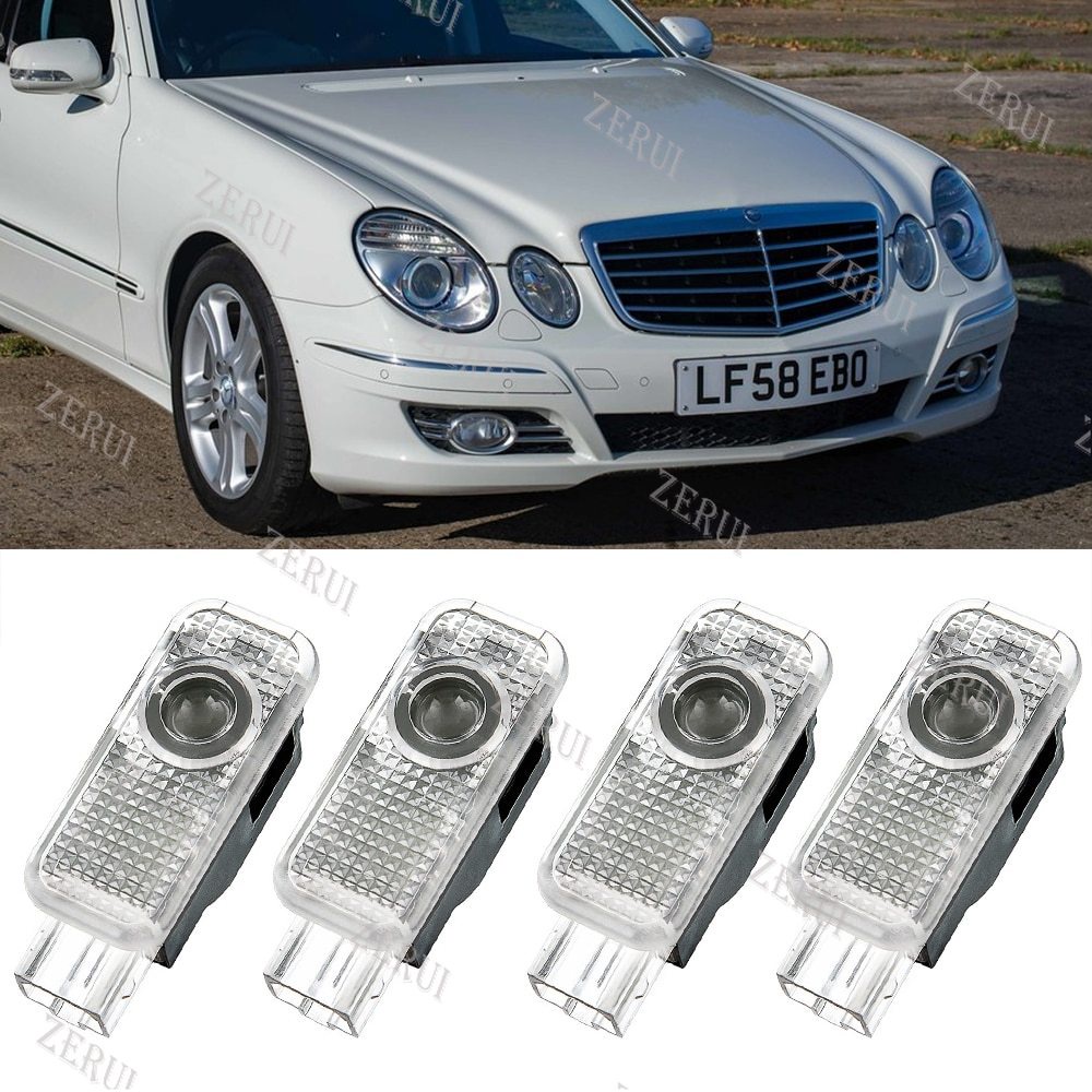 Zr ไฟฉาย Led โลโก้อัตโนมัติ 4 ชิ้น สําหรับ Mercedes Benz W211 2003-2007
