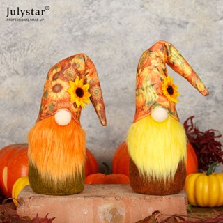 JULYSTAR วันขอบคุณพระเจ้า Harvest Long Hat Rudolph ตุ๊กตาไร้หน้า Gnome รูปเครื่องประดับวันหยุด