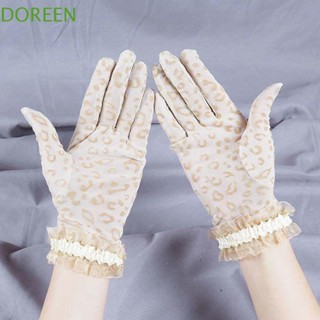 Doreen ถุงมือเสือดาว ฤดูร้อน สั้น ลูกไม้ ยืดหยุ่น ตาข่าย ผ้าเชียร์ สไตล์เกาหลี ถุงมือ