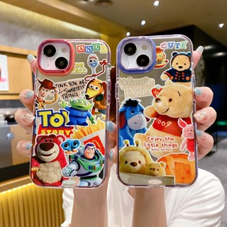 เคสโทรศัพท์มือถือ ชุบไฟฟ้า กันกระแทก ลายการ์ตูนหมีพูห์ สําหรับ iPhone 14Pro 13 12 11 Pro Max