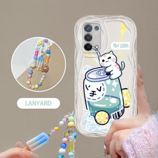 Ybd เคสโทรศัพท์มือถือ ลายขวดโซดา และลูกแมวน่ารัก พร้อมสายคล้องมือ สําหรับ OPPO A94 5G F19 Pro+ 5G Reno 5Z 5G Reno 6Z 5G