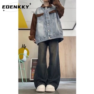 EOENKKY กางเกงขายาว กางเกงยีสน์ผู้หญิง ทรงหลวม ๆ ตรง Retro Hip Hop Pants 2023 NEW Style  ทันสมัย Comfortable สไตล์เกาหลี คุณภาพสูง A97L0O4 36Z230909