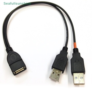 Seaf&gt; สายเคเบิลอะแดปเตอร์ฮับ USB 2.0 2 พอร์ต ตัว Y แยกสองตัวผู้ ตัวเมีย สําหรับชาร์จ