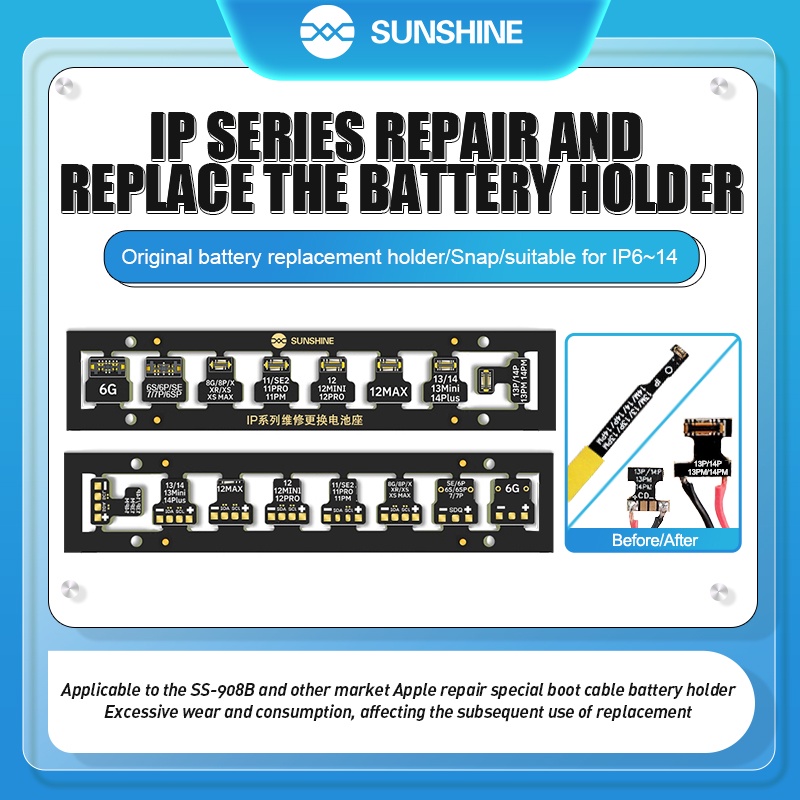 Sunshine หัวเข็มขัดเชื่อมต่อแบตเตอรี่ แบบเปลี่ยน สําหรับ IP 6-14ProMax IP Series