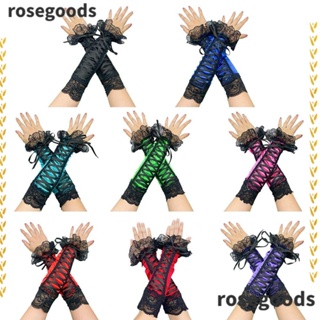 Rosegoods1 ถุงมือยาว ลูกไม้ ประดับริบบิ้น ปาร์ตี้ ถุงมือคอสเพลย์ ไร้นิ้ว