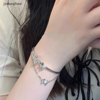 【KETH】สร้อยข้อมือโซ่ สองชั้น จี้ผีเสื้อ ประดับพู่ ปรับได้ เครื่องประดับ สําหรับผู้หญิง