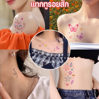 💎COD💎แทกทูรอยสัก กันน้ำ Tattoo สติกเกอร์รอยสักสี มาในรูปแบบสีสันสดใส แทททูมินิมอล