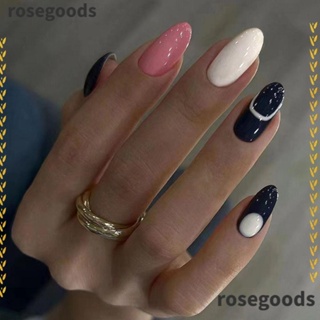 Rosegoods1 เล็บปลอมแฟชั่น รูปผีเสื้อ ดอกไม้สีฟ้า สีม่วง สไตล์ฝรั่งเศส DIY