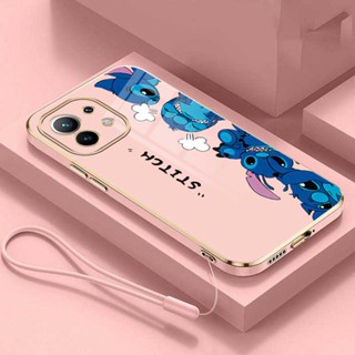 เคสโทรศัพท์มือถือ ขอบยางชุบ ป้องกันเต็มเลนส์ ลาย Stitch สําหรับ Xiaomi 11 Lite 5G 11 Lite 4G Xiaomi 11T 10T Pro 10 Pro