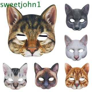 Sweetjohn หน้ากากแมว ไร้สารพิษ สําหรับตกแต่งปาร์ตี้ฮาโลวีน เทศกาลคริสต์มาส