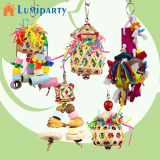 Lumiparty ของเล่นกรงไม้ไผ่ธรรมชาติ พร้อมกระดิ่ง สําหรับนกแก้ว