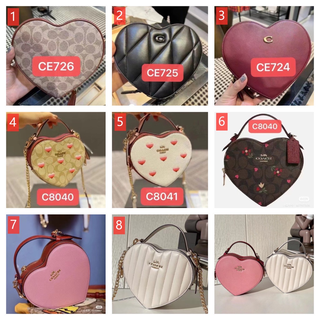 Heart C5118 C5119 C8040 CE726 C8041 CE725 กระเป๋าสะพายไหล่ผู้หญิง รูปหัวใจ COAC H กระเป๋าผู้หญิงหนัง