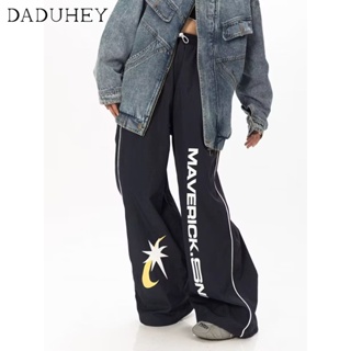 DaDuHey🎈 Womens Loose Straight Casual Pants 2023 New Y2K Fashion Ankle Banded All-Matching Ins Hong Kong Style Fashion Girls Pants