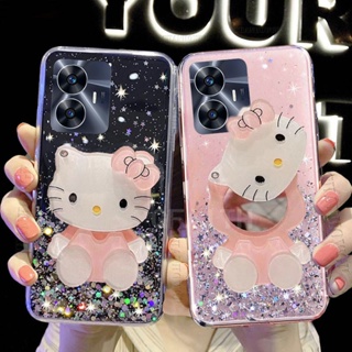 พร้อมส่ง ใหม่ เคสโทรศัพท์มือถือใส แบบนิ่ม ลายคิตตี้ มีกระจกแต่งหน้า สําหรับ REALME C55 NFC 10T 10PRO 10PRO+ 5G 4G C55 NFC 10PRO 10T 5G 2023