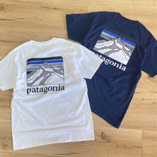 Patagonia เสื้อยืดแขนสั้น ผ้าฝ้าย แบบบาง ทรงหลวม พิมพ์ลาย ขนาดใหญ่ แฟชั่นสําหรับผู้ชาย