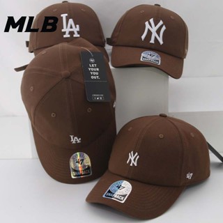 Mlb หมวกเบสบอล ผ้าฝ้าย แบบนิ่ม ปักลาย LA NY ปรับได้ 47 สไตล์เกาหลี สําหรับผู้ชาย และผู้หญิง